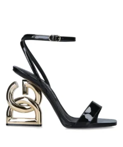 Dolce & Gabbana 90's Logo Sandals 115 BLACK Heeled Sandals