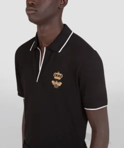 Dolce & Gabbana Bee-Embroidered Polo Shirt N0000-BLACK Polo Shirts -Dolce & Gabbana online Store dolce gabbana bee embroidered polo shirt 15781452 28693765 1000