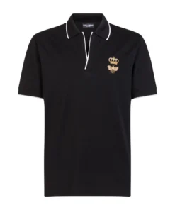 Dolce & Gabbana Bee-Embroidered Polo Shirt N0000-BLACK Polo Shirts
