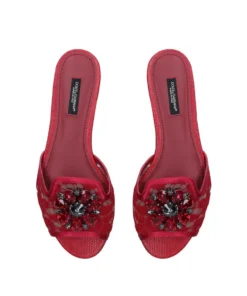 Dolce & Gabbana Bejewelled Bianca Slides RED/DARK Peep Toe Flats -Dolce & Gabbana online Store dolce gabbana bejewelled bianca slides 15299030 26498115 1000