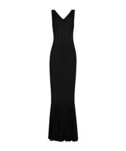 Dolce & Gabbana Boned Sheer Maxi Dress N0000-BLACK Maxi Dresses