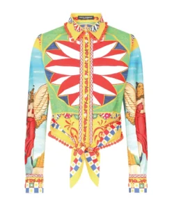 Dolce & Gabbana Carretto Print Cropped Poplin Shirt HH81D-FRIGO 2 F Blouses