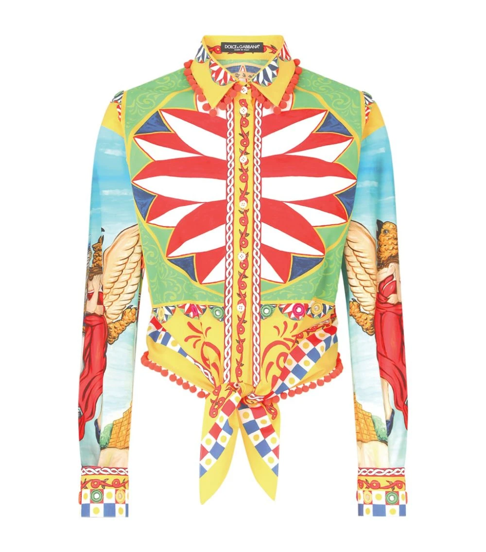 Dolce & Gabbana Carretto Print Cropped Poplin Shirt HH81D-FRIGO 2 F Blouses 1 Dolce & Gabbana Carretto Print Cropped Poplin Shirt HH81D-FRIGO 2 F Blouses