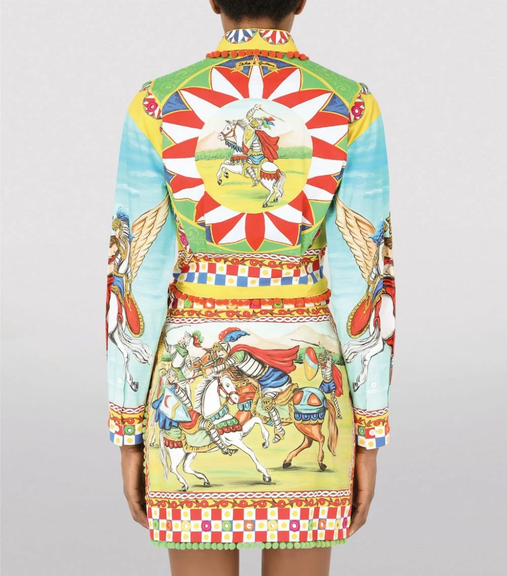Dolce & Gabbana Carretto Print Cropped Poplin Shirt HH81D-FRIGO 2 F Blouses 4 Dolce & Gabbana Carretto Print Cropped Poplin Shirt HH81D-FRIGO 2 F Blouses - Image 4
