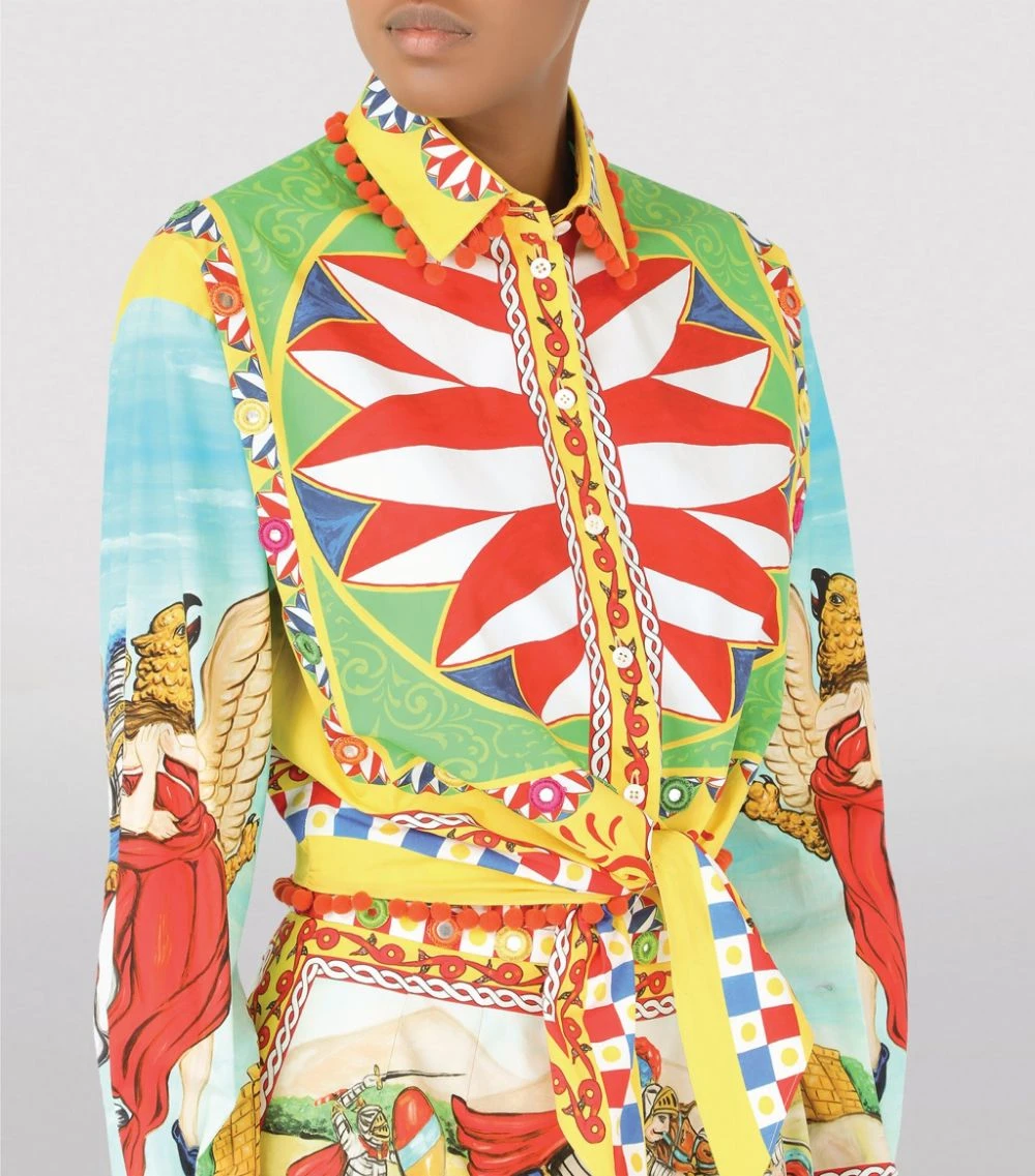Dolce & Gabbana Carretto Print Cropped Poplin Shirt HH81D-FRIGO 2 F Blouses 6 Dolce & Gabbana Carretto Print Cropped Poplin Shirt HH81D-FRIGO 2 F Blouses - Image 6