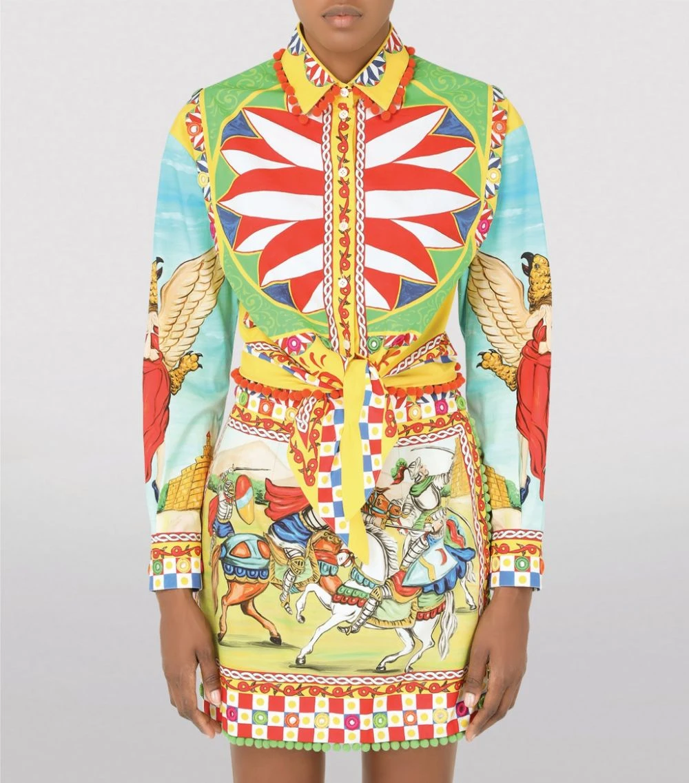 Dolce & Gabbana Carretto Print Cropped Poplin Shirt HH81D-FRIGO 2 F Blouses 3 Dolce & Gabbana Carretto Print Cropped Poplin Shirt HH81D-FRIGO 2 F Blouses - Image 3
