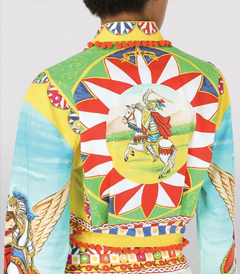 Dolce & Gabbana Carretto Print Cropped Poplin Shirt HH81D-FRIGO 2 F Blouses 5 Dolce & Gabbana Carretto Print Cropped Poplin Shirt HH81D-FRIGO 2 F Blouses - Image 5