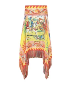 Dolce & Gabbana Carretto Print Fringed Skirt HH90D-FRIGO 11 F Midi Skirts