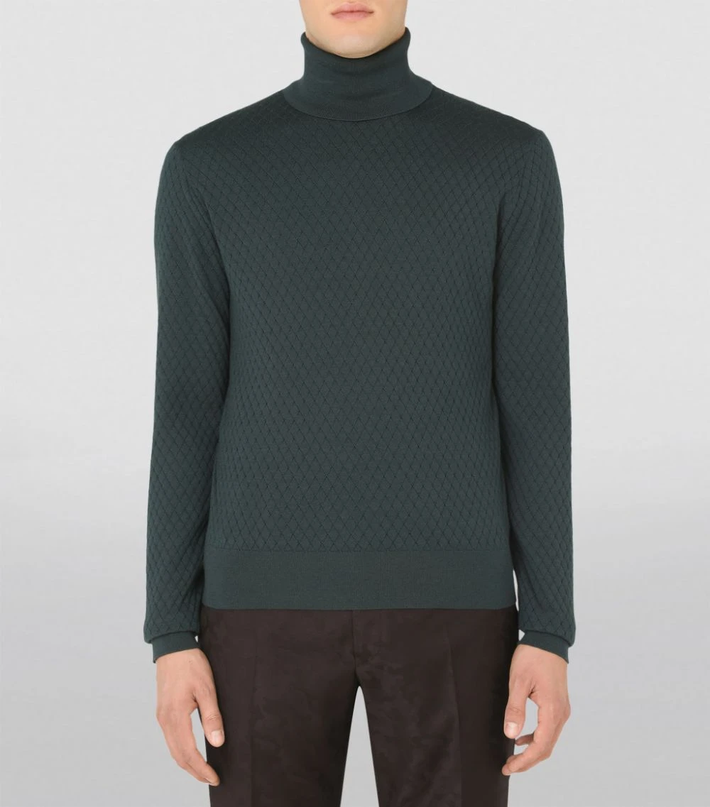 Dolce & Gabbana Cashmere-Silk Rollneck Sweater V7312-DARK GREEN Jumpers 3 Dolce & Gabbana Cashmere-Silk Rollneck Sweater V7312-DARK GREEN Jumpers - Image 3