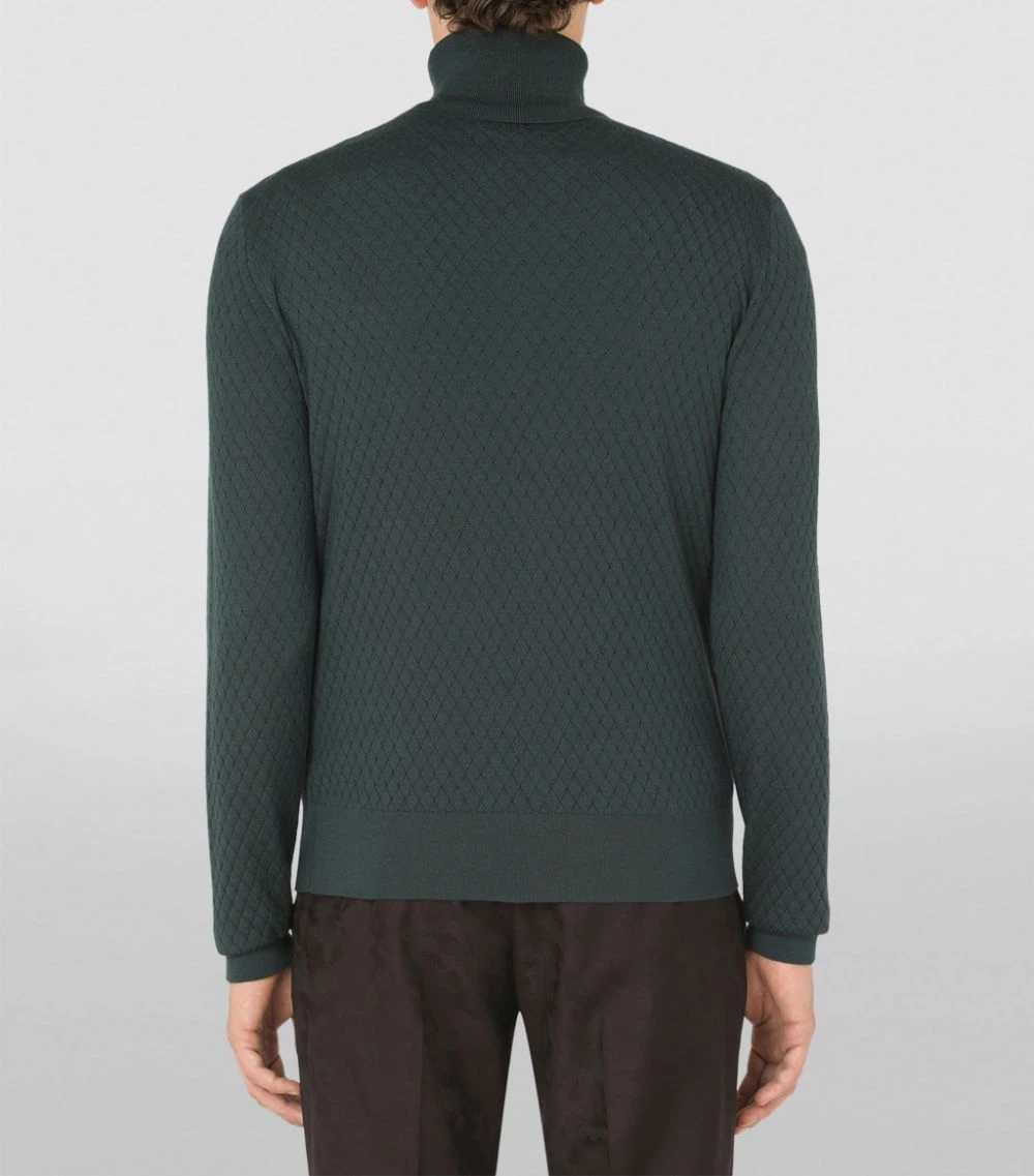 Dolce & Gabbana Cashmere-Silk Rollneck Sweater V7312-DARK GREEN Jumpers 4 Dolce & Gabbana Cashmere-Silk Rollneck Sweater V7312-DARK GREEN Jumpers - Image 4