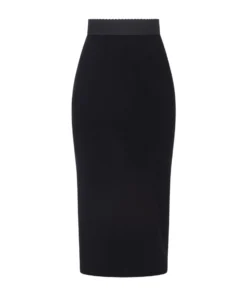 Dolce & Gabbana Contrast-Panel Pencil Skirt N0000-BLACK Midi Skirts
