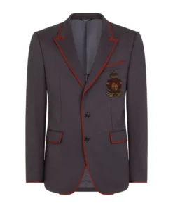 Dolce & Gabbana Contrast-Trim Tailored Jacket B0665-VERY DARK BLUE Jackets