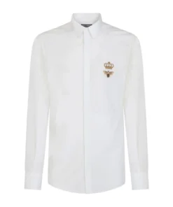 Dolce & Gabbana Cotton Bee-Patch Shirt W0800-OPTICAL WHITE Casual Shirts