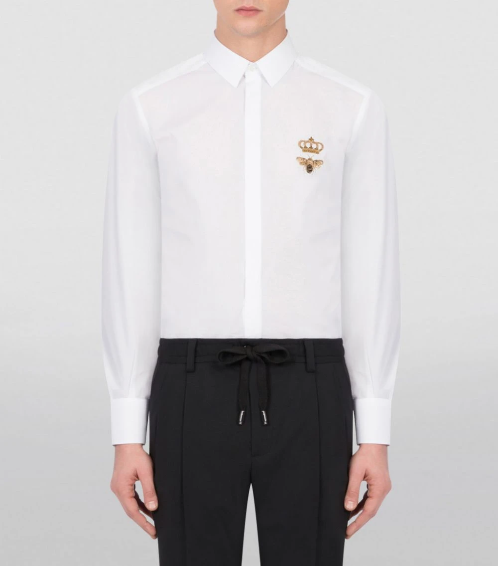 Dolce & Gabbana Cotton Bee-Patch Shirt W0800-OPTICAL WHITE Casual Shirts 3 Dolce & Gabbana Cotton Bee-Patch Shirt W0800-OPTICAL WHITE Casual Shirts - Image 3