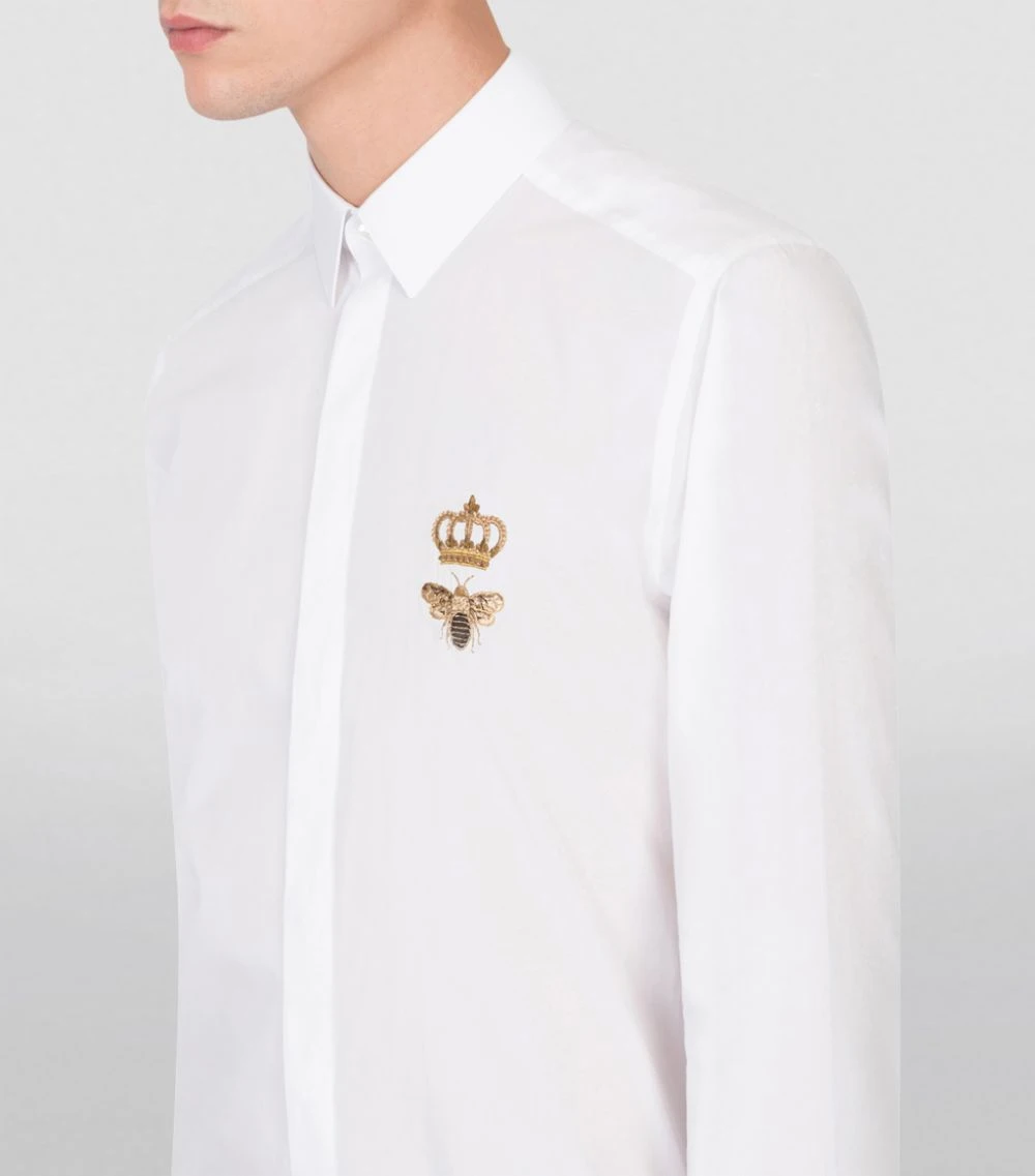 Dolce & Gabbana Cotton Bee-Patch Shirt W0800-OPTICAL WHITE Casual Shirts 5 Dolce & Gabbana Cotton Bee-Patch Shirt W0800-OPTICAL WHITE Casual Shirts - Image 5