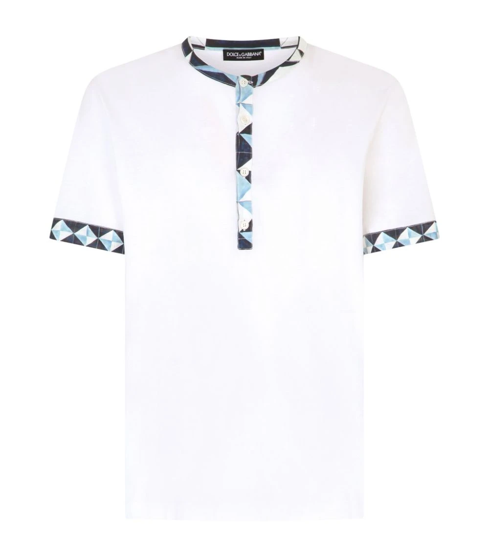Dolce & Gabbana Cotton-Blend Henley T-Shirt W0800-OPTICAL WHITE Plain T-Shirts 1 Dolce & Gabbana Cotton-Blend Henley T-Shirt W0800-OPTICAL WHITE Plain T-Shirts