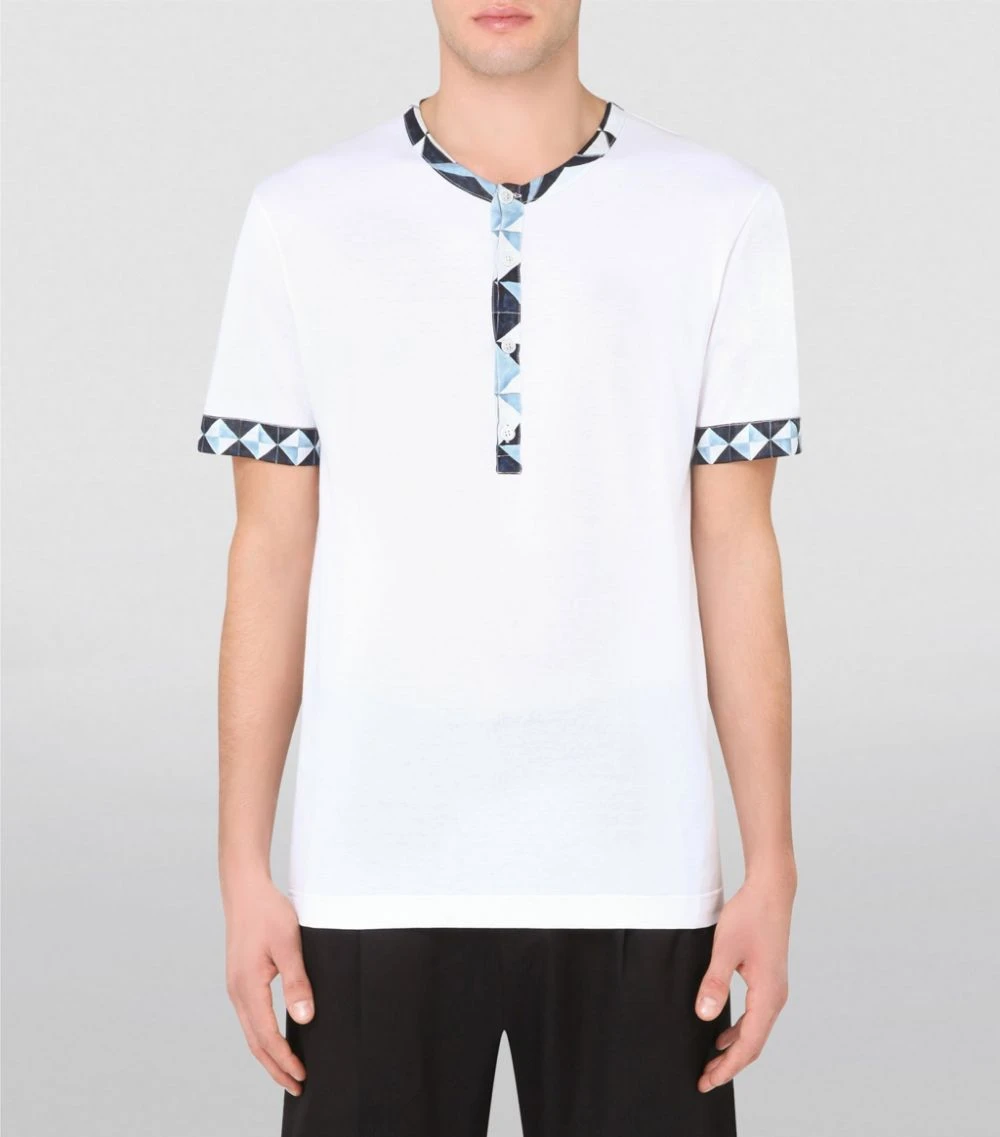 Dolce & Gabbana Cotton-Blend Henley T-Shirt W0800-OPTICAL WHITE Plain T-Shirts 3 Dolce & Gabbana Cotton-Blend Henley T-Shirt W0800-OPTICAL WHITE Plain T-Shirts - Image 3