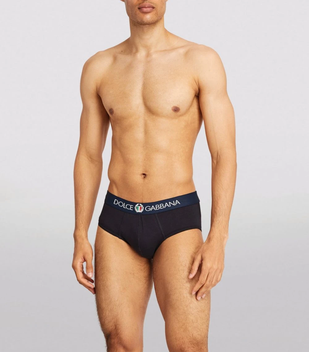Dolce & Gabbana Cotton Crest Briefs B9680 - NAVY 2 Dolce & Gabbana Cotton Crest Briefs B9680 - NAVY - Image 2