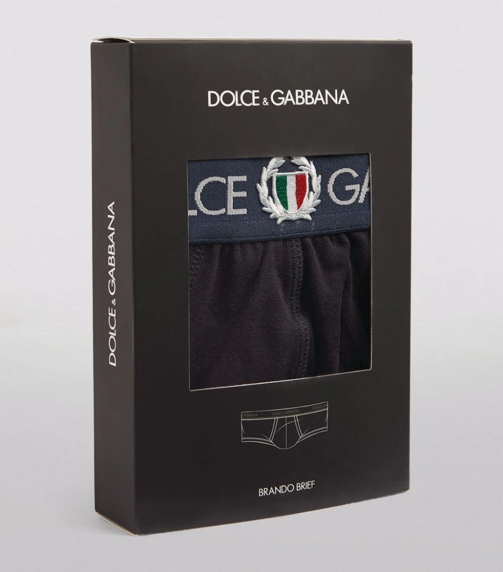 Dolce & Gabbana Cotton Crest Briefs B9680 - NAVY 4 Dolce & Gabbana Cotton Crest Briefs B9680 - NAVY - Image 4