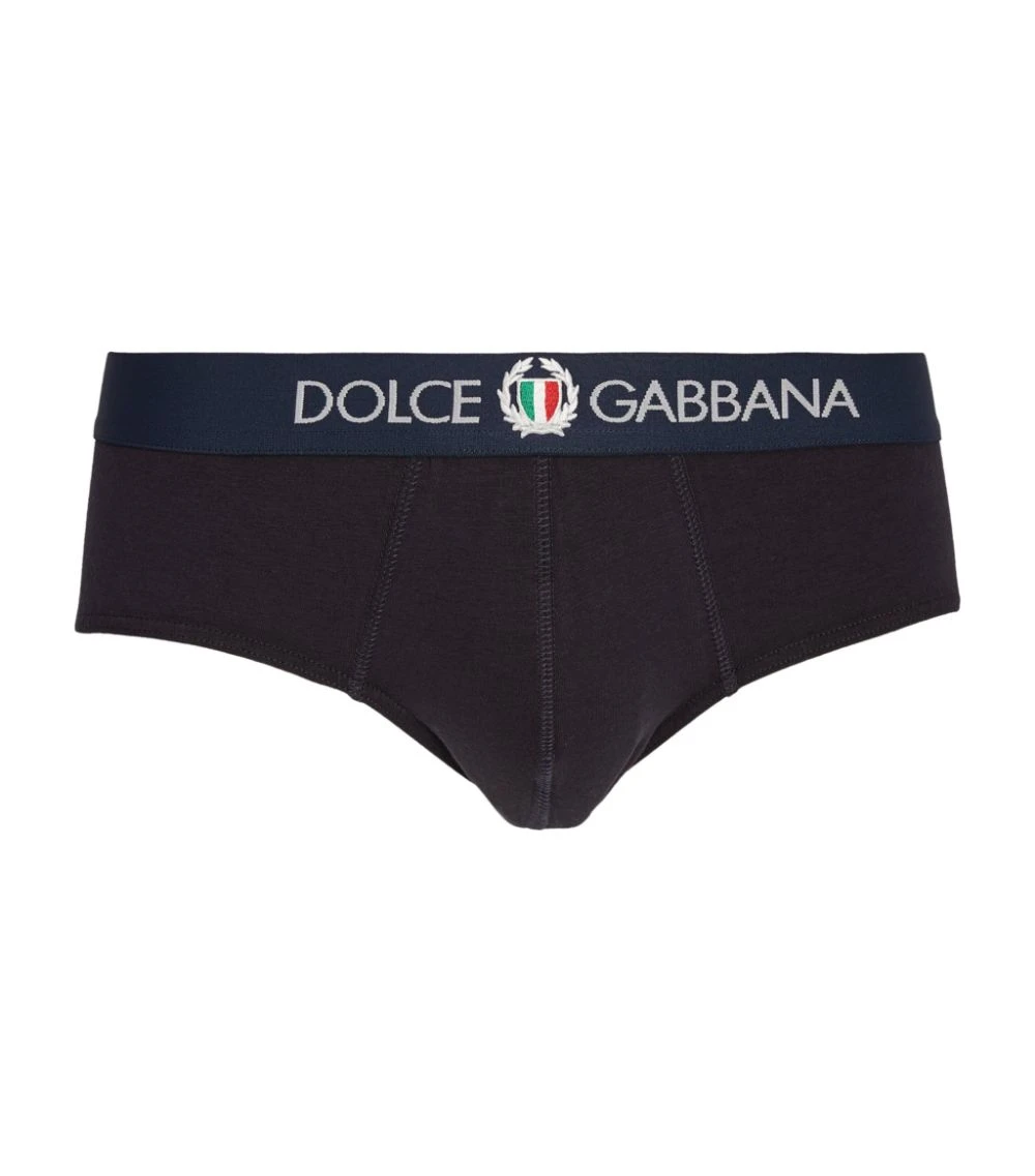 Dolce & Gabbana Cotton Crest Briefs B9680 - NAVY 1 Dolce & Gabbana Cotton Crest Briefs B9680 - NAVY