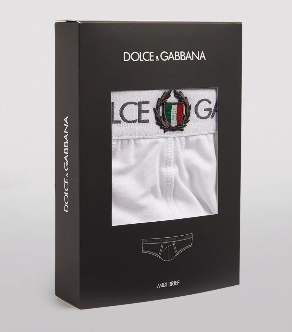 Dolce & Gabbana Cotton Crest Briefs W0800 - WHITE 4 Dolce & Gabbana Cotton Crest Briefs W0800 - WHITE - Image 4