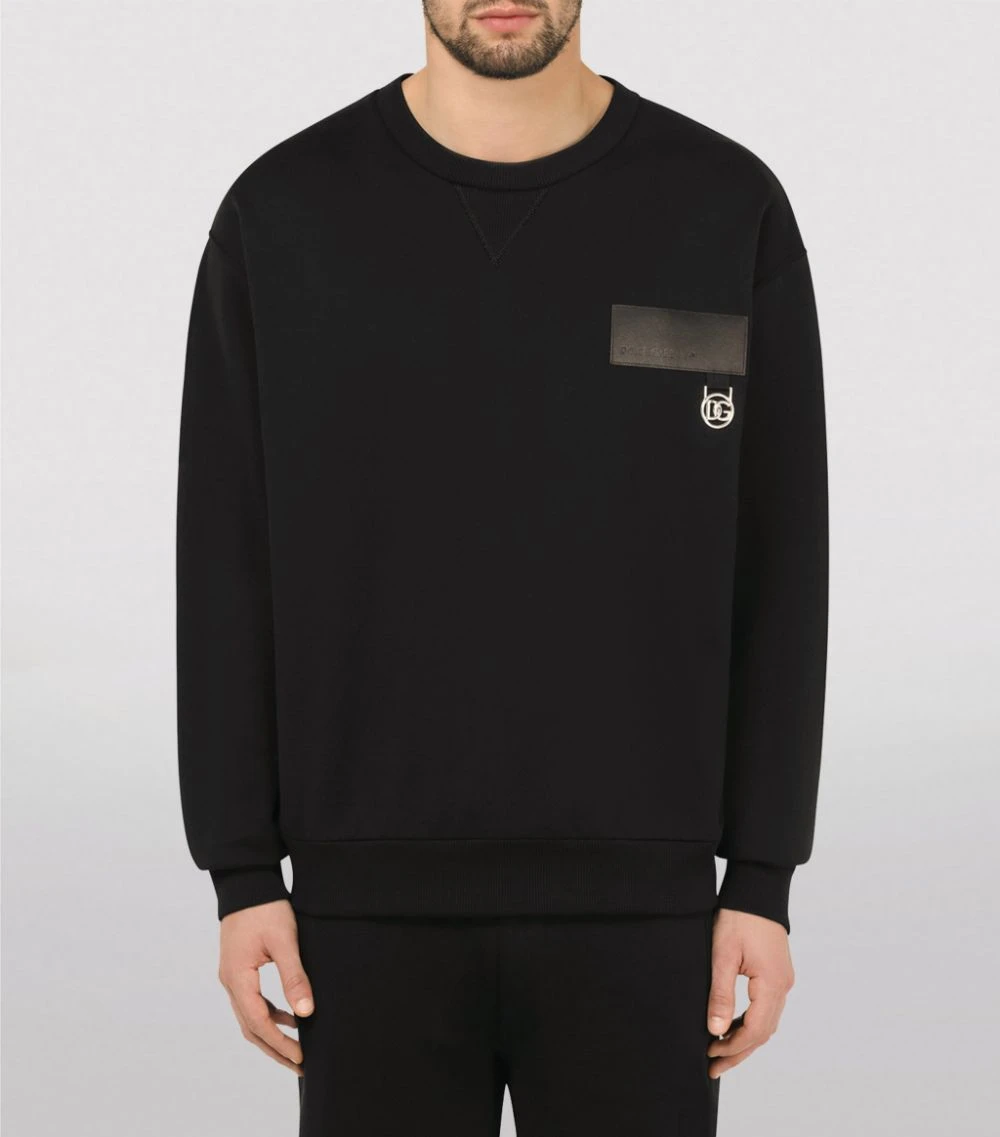 Dolce & Gabbana Cotton Logo-Patch Sweatshirt N0000-BLACK Jumpers 3 Dolce & Gabbana Cotton Logo-Patch Sweatshirt N0000-BLACK Jumpers - Image 3