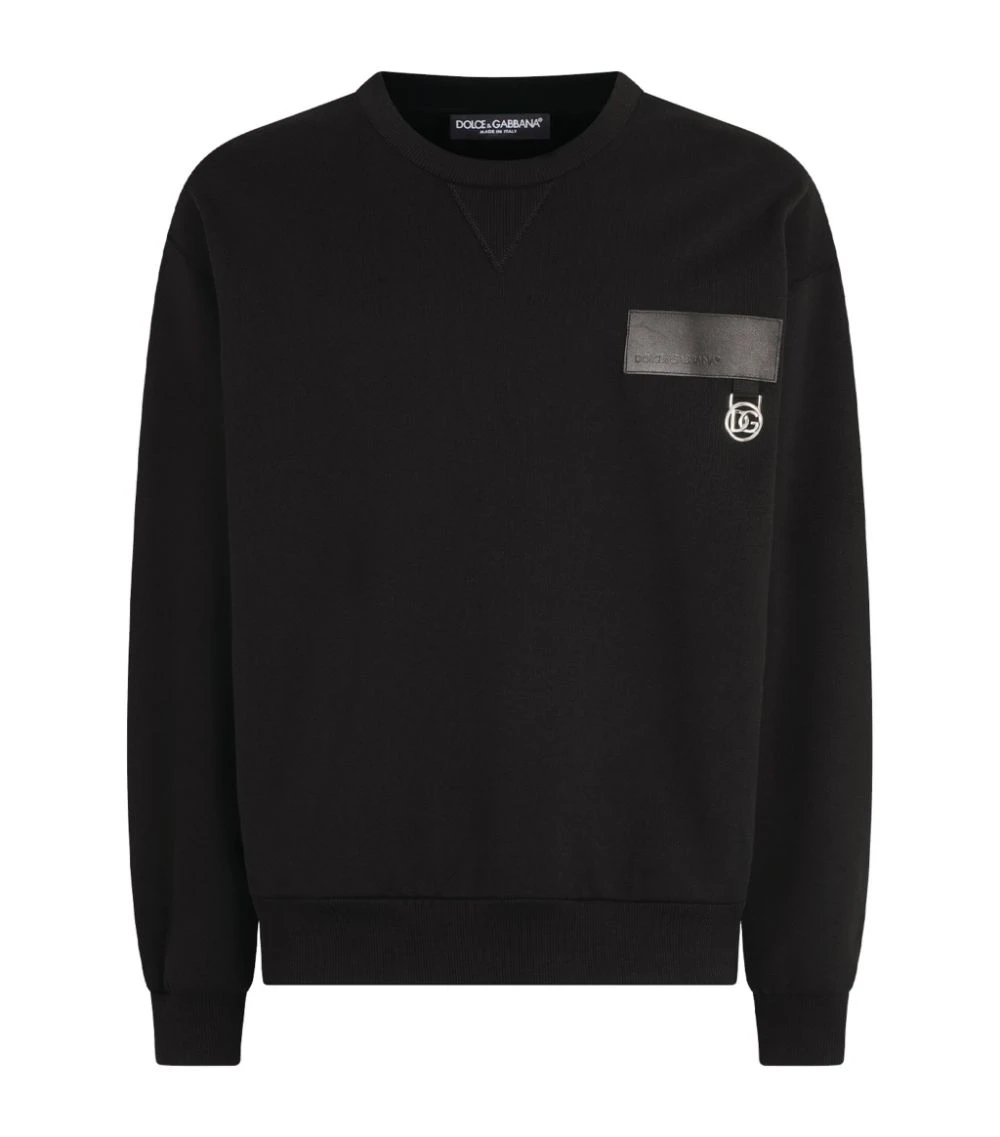 Dolce & Gabbana Cotton Logo-Patch Sweatshirt N0000-BLACK Jumpers 1 Dolce & Gabbana Cotton Logo-Patch Sweatshirt N0000-BLACK Jumpers