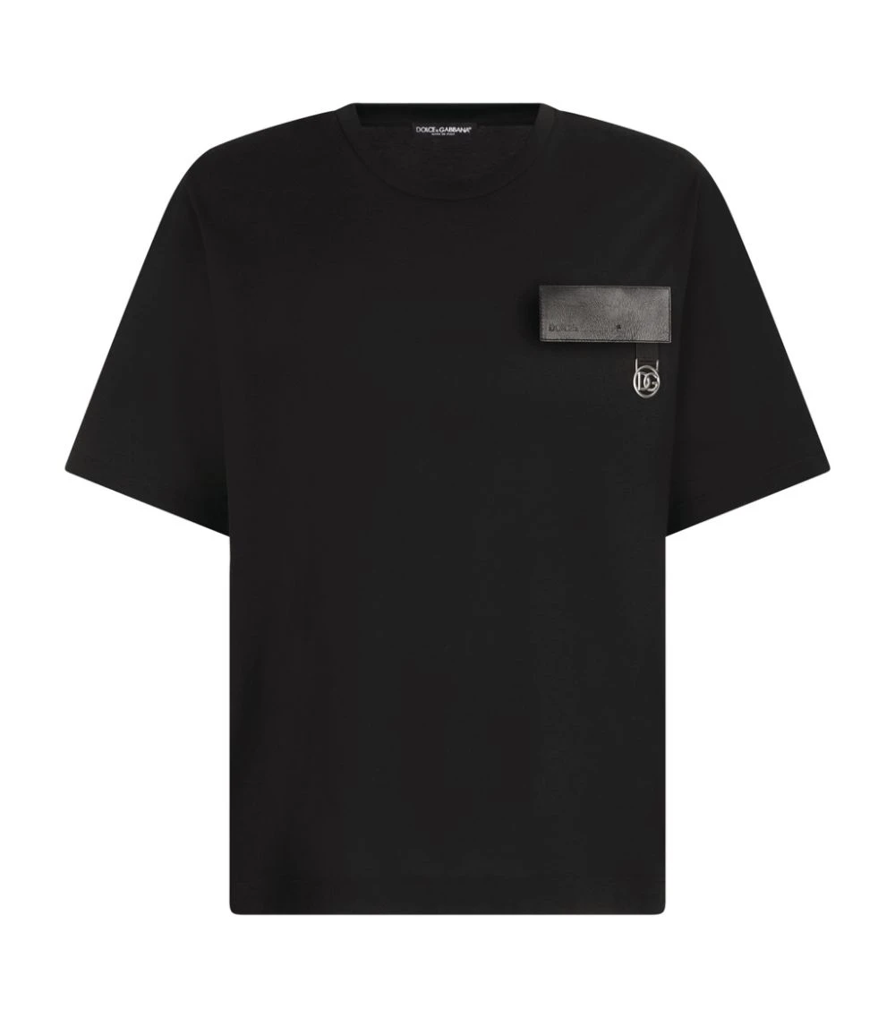 Dolce & Gabbana Cotton Logo-Patch T-Shirt N0000-BLACK Printed T-Shirts 1 Dolce & Gabbana Cotton Logo-Patch T-Shirt N0000-BLACK Printed T-Shirts