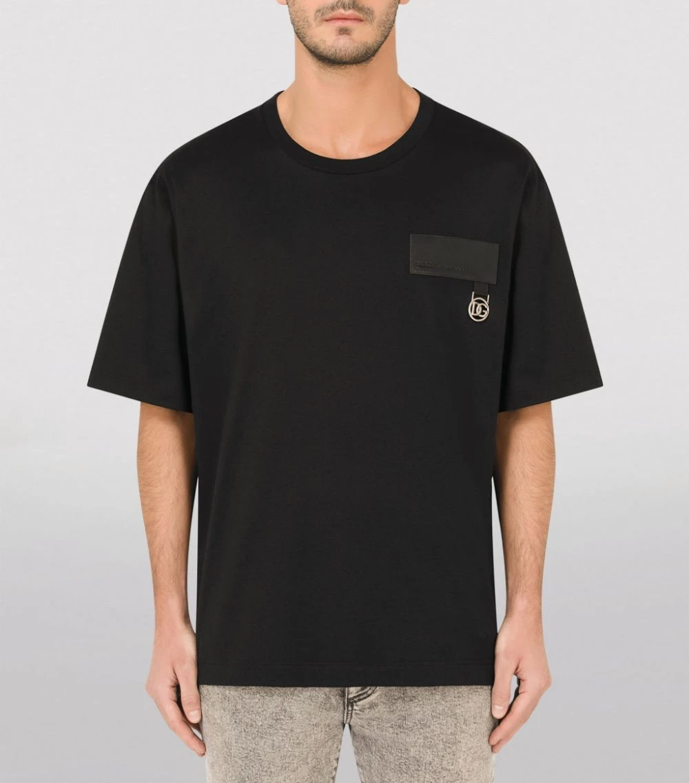Dolce & Gabbana Cotton Logo-Patch T-Shirt N0000-BLACK Printed T-Shirts 2 Dolce & Gabbana Cotton Logo-Patch T-Shirt N0000-BLACK Printed T-Shirts - Image 2