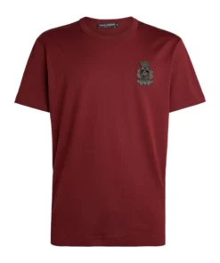 Dolce & Gabbana Cotton Logo-Plaque T-Shirt R0369-BORDEAUX Printed T-Shirts