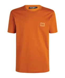 Dolce & Gabbana Cotton Logo Plaque T-Shirt A1165-MOROON Logo T-Shirts