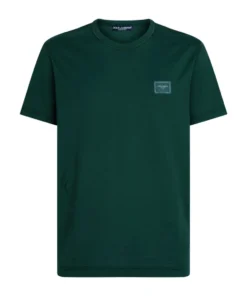 Dolce & Gabbana Cotton Logo Plaque T-Shirt V8813-MEDIUM GREEN Logo T-Shirts