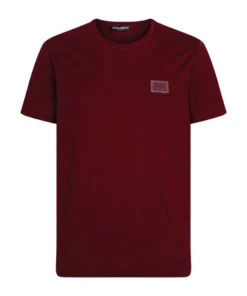 Dolce & Gabbana Cotton Logo Plaque T-Shirt R0369-BORDEAUX Logo T-Shirts