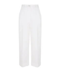 Dolce & Gabbana Cotton-Rich Cropped Trousers W0800-OPTICAL WHITE Tailored Trousers