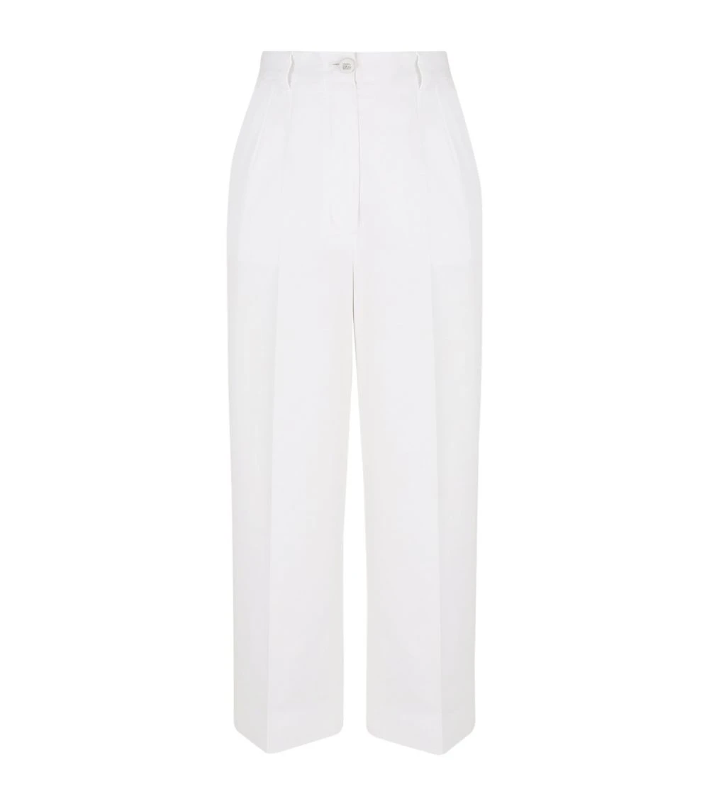Dolce & Gabbana Cotton-Rich Cropped Trousers W0800-OPTICAL WHITE Tailored Trousers 1 Dolce & Gabbana Cotton-Rich Cropped Trousers W0800-OPTICAL WHITE Tailored Trousers