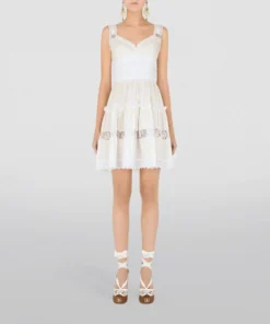 Dolce & Gabbana Cotton-Rich Sleeveless Mini Dress W0111-WHITE Summer Dresses -Dolce & Gabbana online Store dolce gabbana cotton rich sleeveless mini dress 17711332 37439536 1000