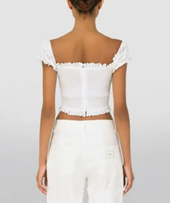Dolce & Gabbana Cotton Ruched Top W0800-OPTICAL WHITE Crop Tops -Dolce & Gabbana online Store dolce gabbana cotton ruched top 17710499 37439503 1000