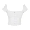 Dolce & Gabbana Cotton Ruched Top W0800-OPTICAL WHITE Crop Tops