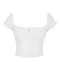 Dolce & Gabbana Cotton Ruched Top W0800-OPTICAL WHITE Crop Tops
