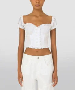 Dolce & Gabbana Cotton Ruched Top W0800-OPTICAL WHITE Crop Tops -Dolce & Gabbana online Store dolce gabbana cotton ruched top 17710499 37440580 1000