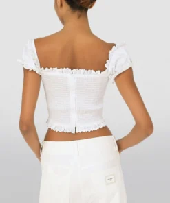 Dolce & Gabbana Cotton Ruched Top W0800-OPTICAL WHITE Crop Tops -Dolce & Gabbana online Store dolce gabbana cotton ruched top 17710499 37440582 1000