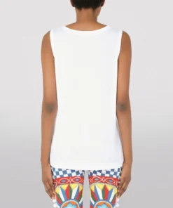 Dolce & Gabbana Cotton Tie-Detail Top W0800-OPTICAL WHITE Camis & Tanks -Dolce & Gabbana online Store dolce gabbana cotton tie detail top 16989633 33843474 1000