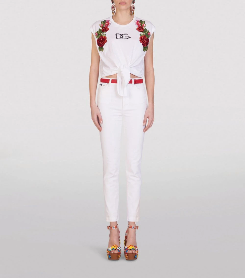 Dolce & Gabbana Cotton Tie-Detail Top W0800-OPTICAL WHITE T-shirts 2 Dolce & Gabbana Cotton Tie-Detail Top W0800-OPTICAL WHITE T-shirts - Image 2