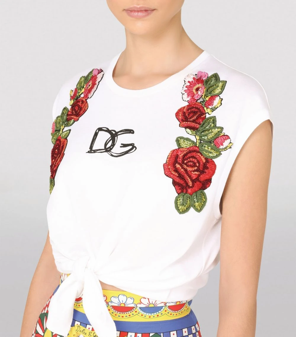 Dolce & Gabbana Cotton Tie-Detail Top W0800-OPTICAL WHITE T-shirts 4 Dolce & Gabbana Cotton Tie-Detail Top W0800-OPTICAL WHITE T-shirts - Image 4