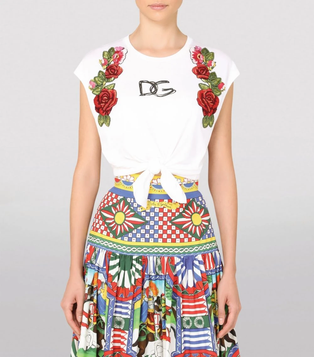 Dolce & Gabbana Cotton Tie-Detail Top W0800-OPTICAL WHITE T-shirts 3 Dolce & Gabbana Cotton Tie-Detail Top W0800-OPTICAL WHITE T-shirts - Image 3