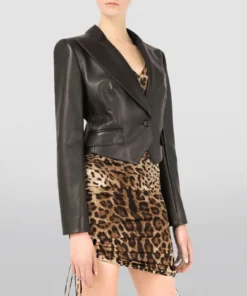 Dolce & Gabbana Cropped Leather Blazer N0000-BLACK Blazers -Dolce & Gabbana online Store dolce gabbana cropped leather blazer 16845624 33331275 1000