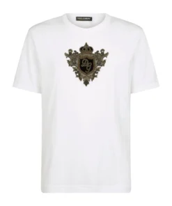 Dolce & Gabbana Crown Embellished T-Shirt W0800-OPTICAL WHITE Printed T-Shirts