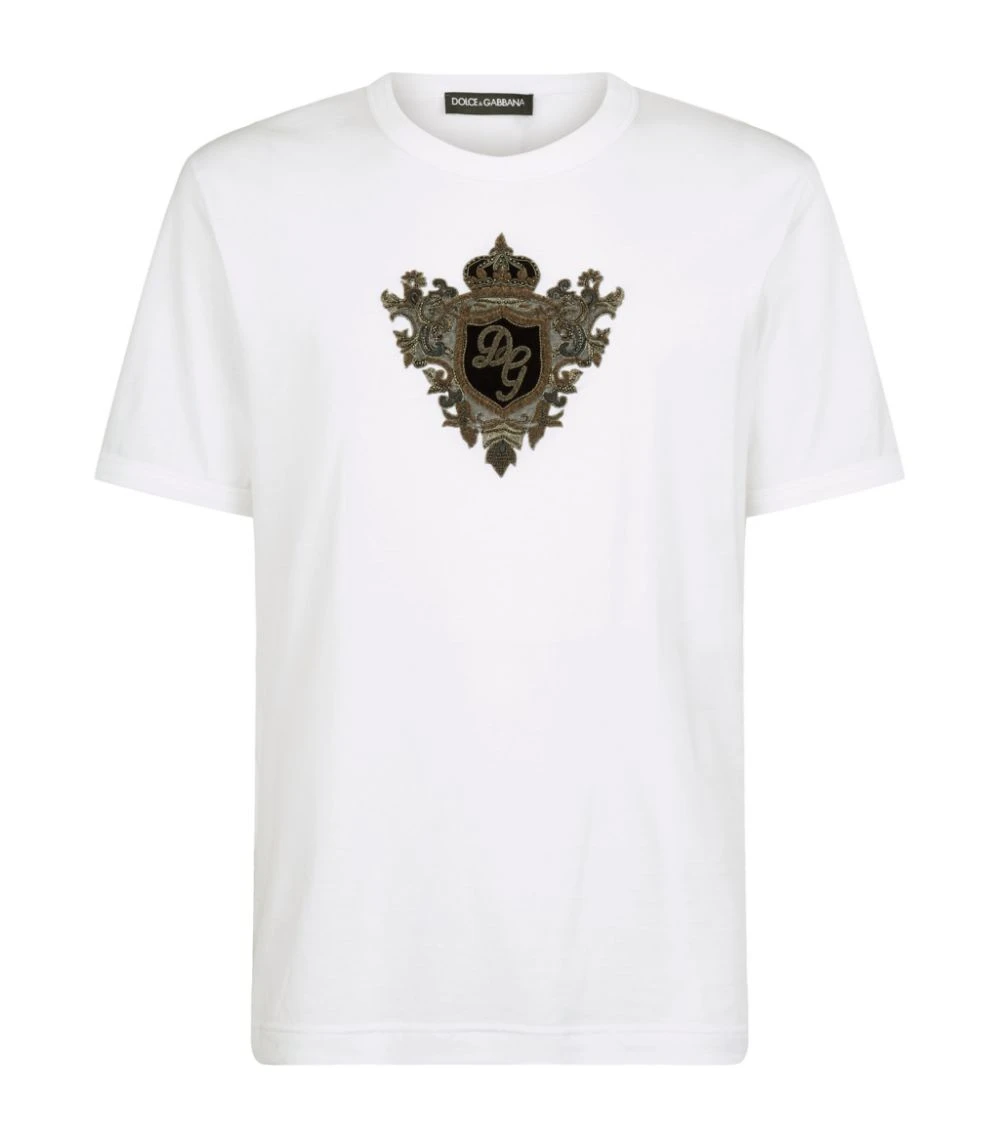 Dolce & Gabbana Crown Embellished T-Shirt W0800-OPTICAL WHITE Printed T-Shirts 1 Dolce & Gabbana Crown Embellished T-Shirt W0800-OPTICAL WHITE Printed T-Shirts