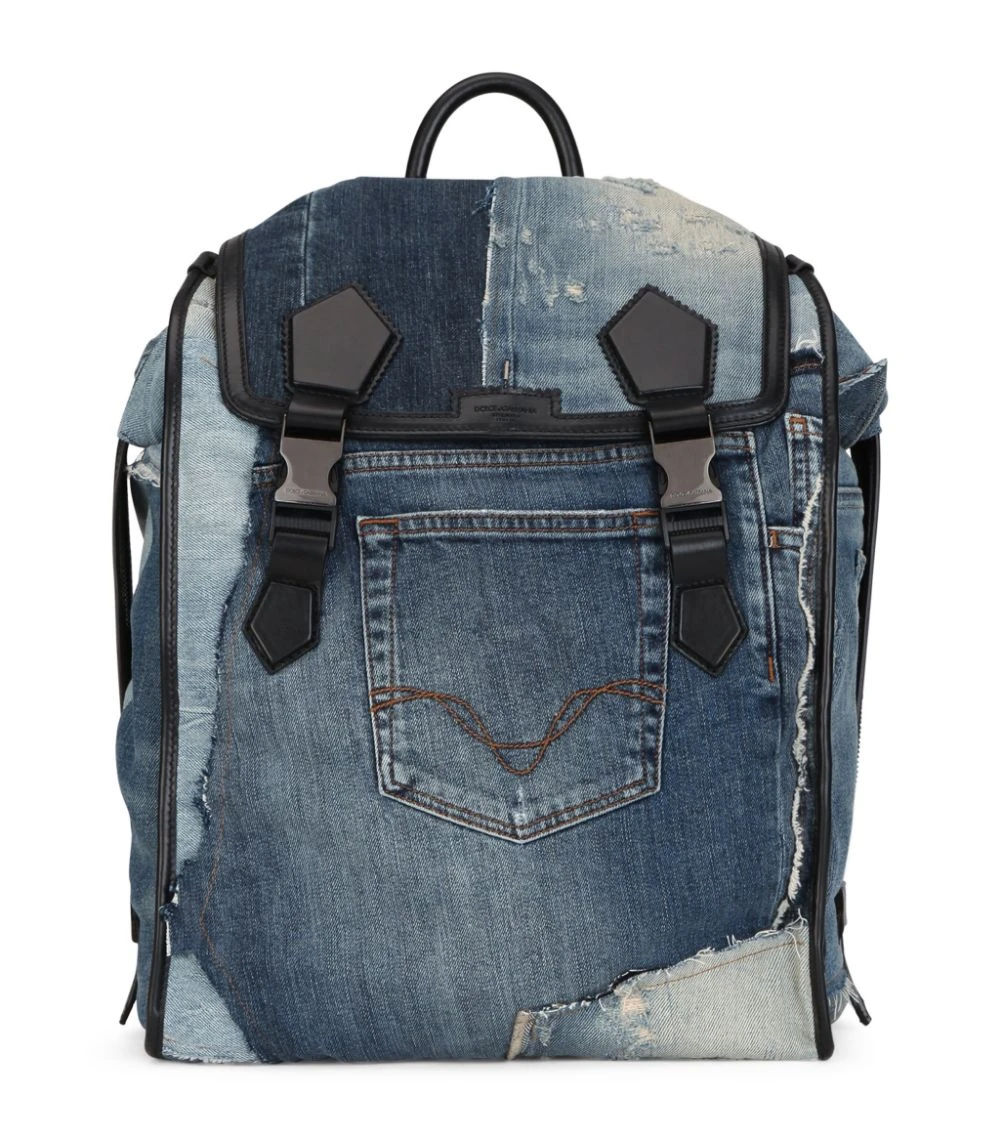 Dolce & Gabbana Denim Patchwork Backpack 89853-BLUE/BLACK Backpacks 1 Dolce & Gabbana Denim Patchwork Backpack 89853-BLUE/BLACK Backpacks