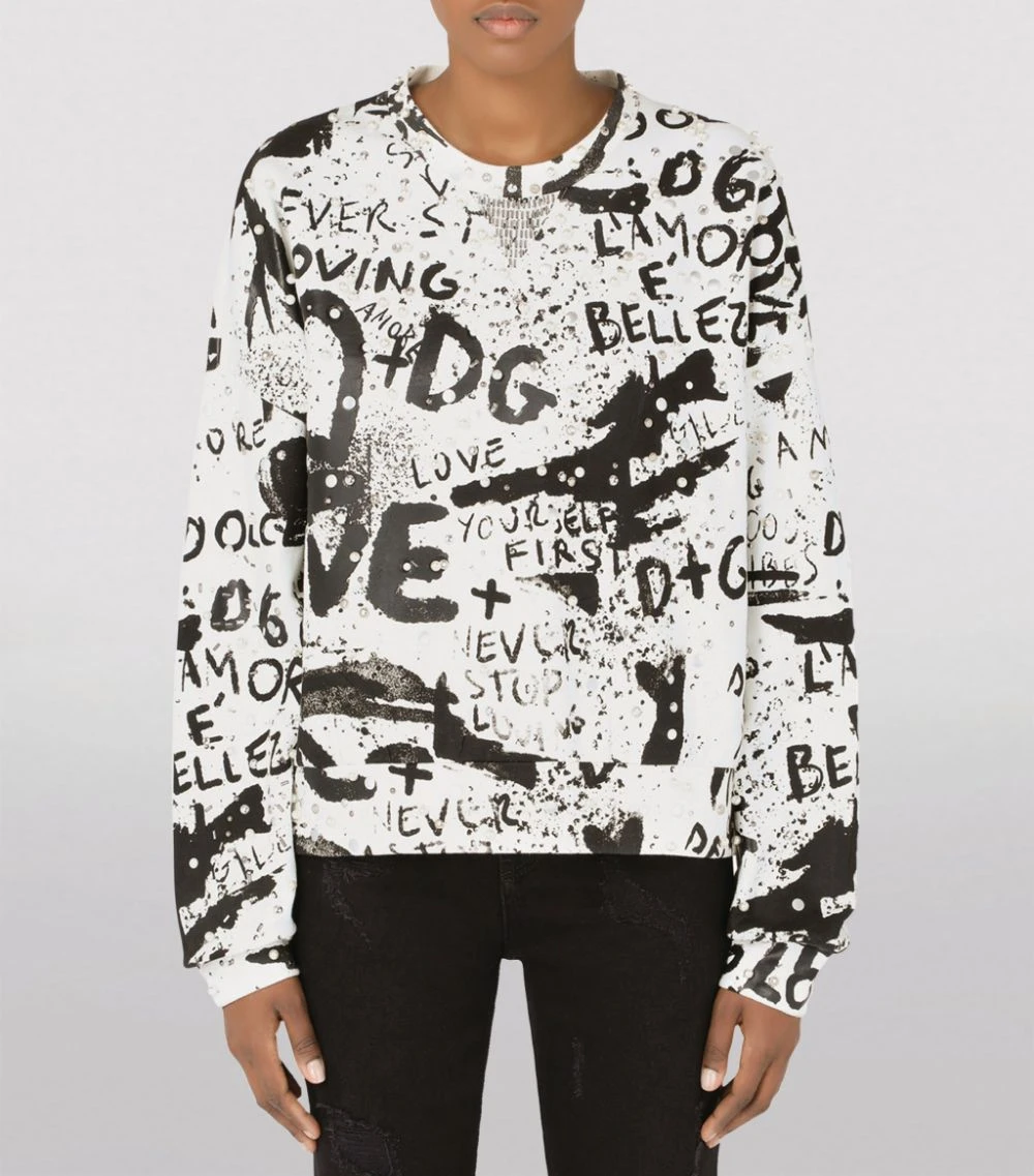 Dolce & Gabbana DG Graffiti Stud-Embellished Sweatshirt HASPN-GRAFFITI NERO Sweatshirts 5 Dolce & Gabbana DG Graffiti Stud-Embellished Sweatshirt HASPN-GRAFFITI NERO Sweatshirts - Image 5
